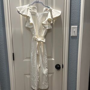 GB Girls Cream Ruffle Jumpsuit